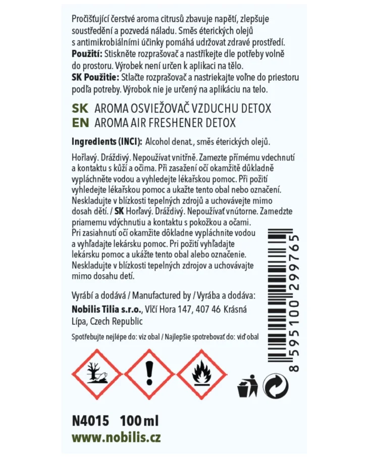 Aroma osvěžovač vzduchu Detox 100 ml